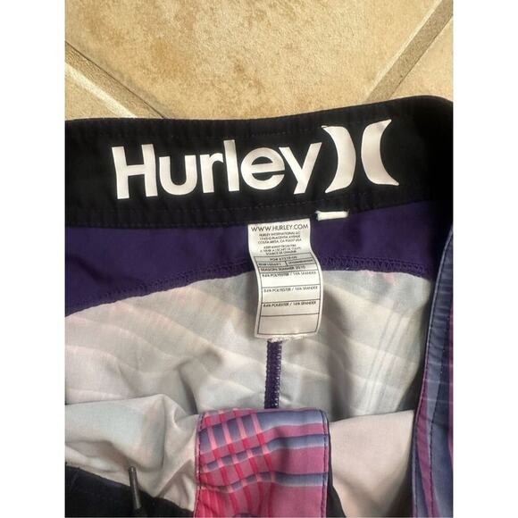 Hurley Men's Phantom Board Shorts Plaid Pink Purple Size 34, EUC - Picture 10 of 10